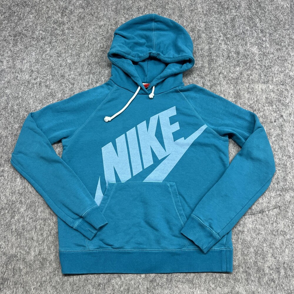 Nike Hoodie Mens M Blue Pullover Fleece Sweatshirt Drawstrings Training Gym